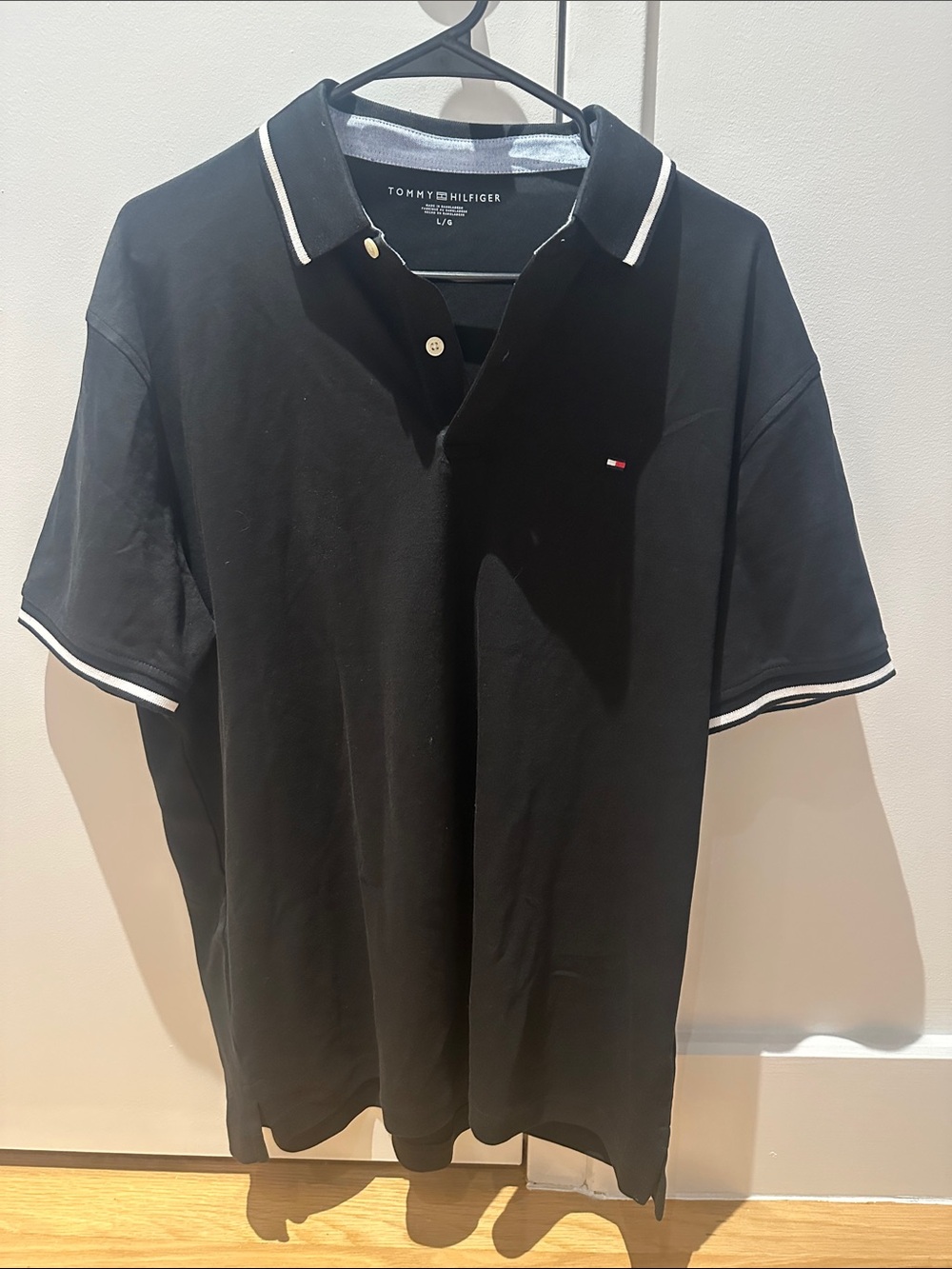 Tommy Hilfiger Black Polo with White Contrast Trim